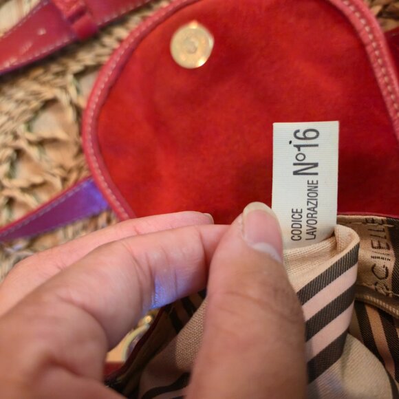 Vintage coccinelle red mini leather suede crossbody bag - Picture 2 of 8